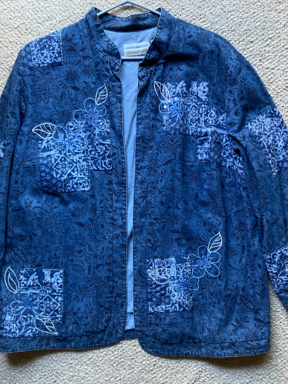 Alfred Dunner Navy Patchwork Denim Blazer Jacket 18W
